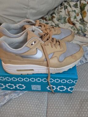 Nike Beige and Silver Air Max Sneakers